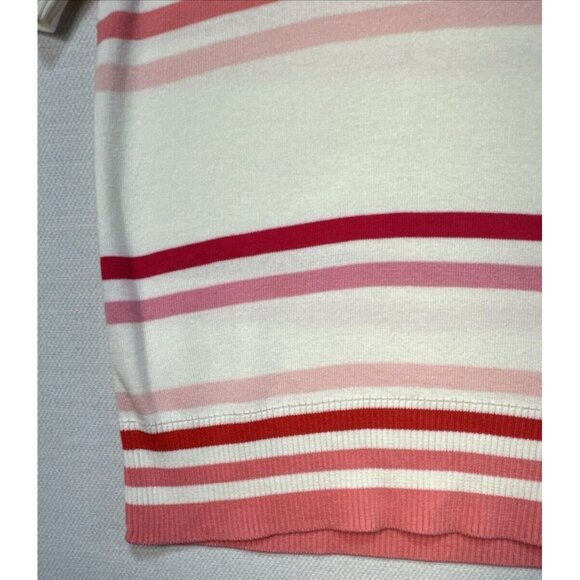 Talbots Womens Knit Sweater Large Cream Pink Striped Short Sleeve Preppy - Picture 6 of 14